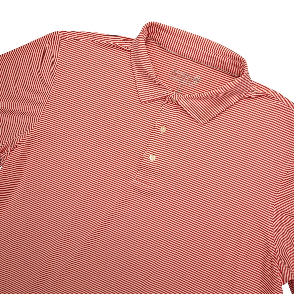 Vineyard Vines Jim Nantz Polo Shirt Mens XL Red Stripe Golf Performance Top